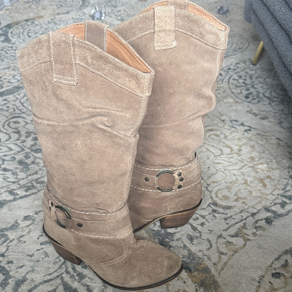 Steve Madden Taupe Suede Cowgirl Boots